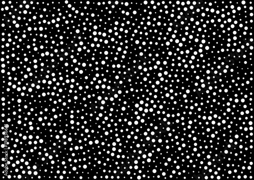 Abstract halftone random white dots vector horizontal pattern texture background. A4 paper size, vector illustration.