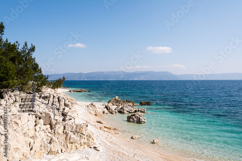 Fototapeta Naklejka Na Ścianę i Meble -   Pebbly Beach in Rabac, Istria region , Croatia