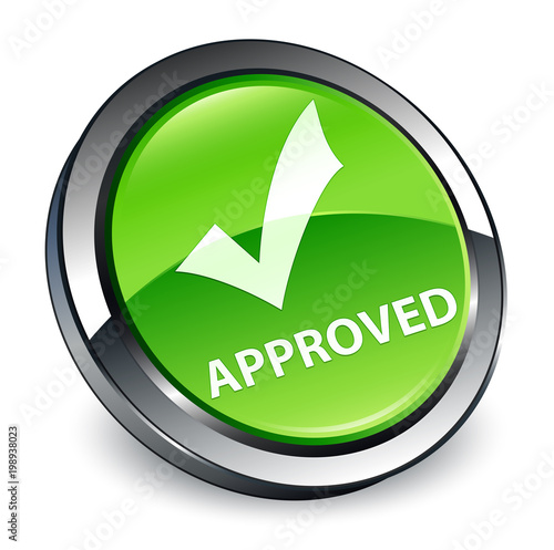 Approved (validate icon) 3d green round button