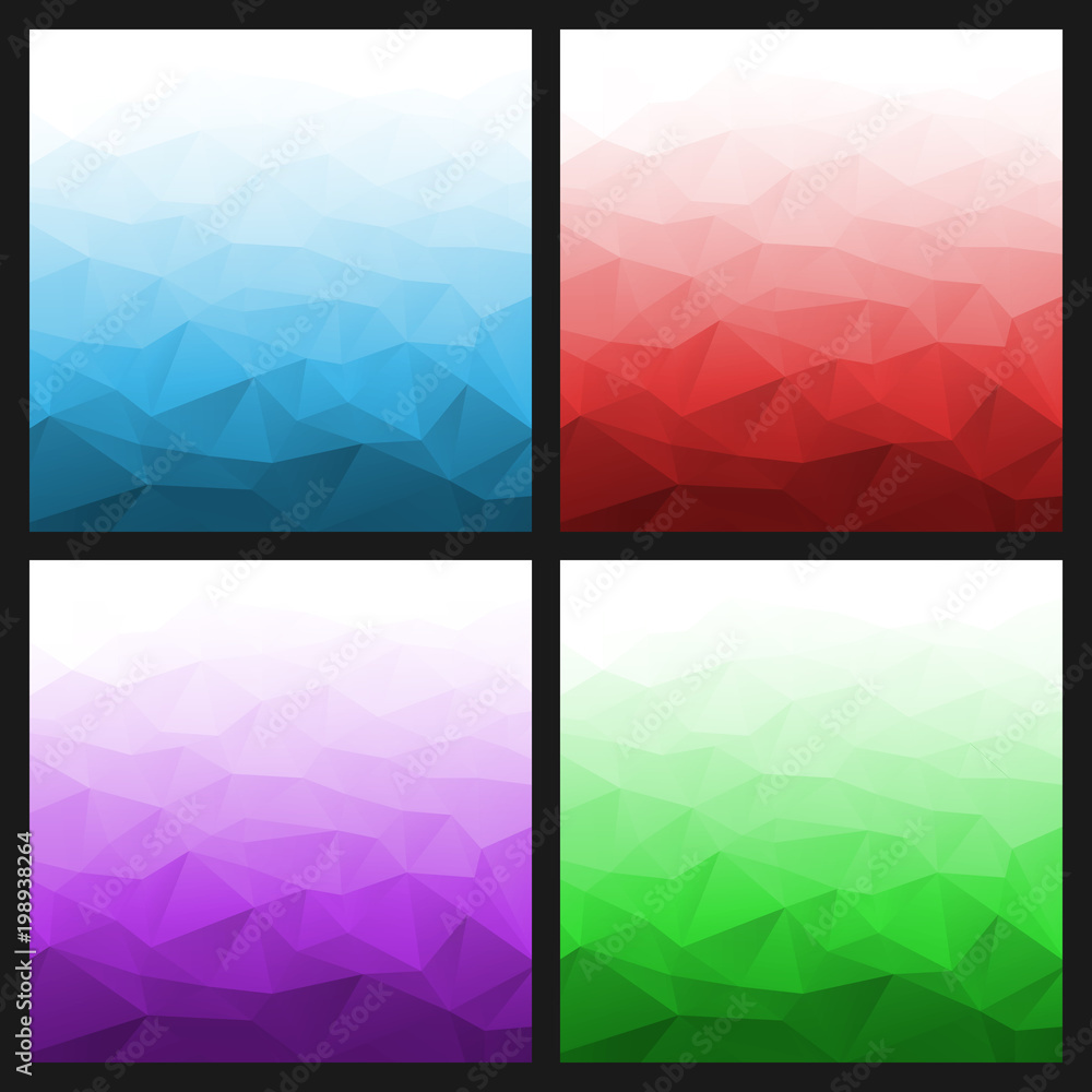Set of Abstract Gradient Geometric Bright Backgrounds. Vector illustration.