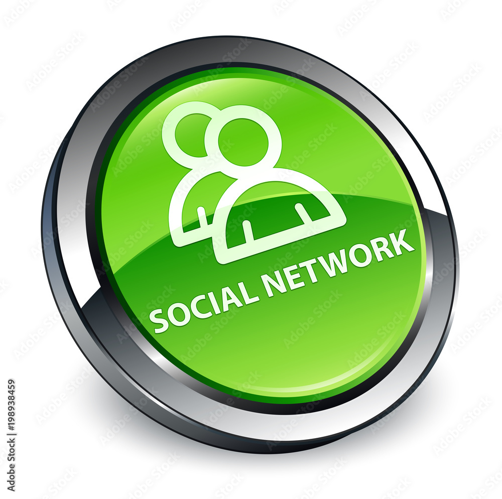 Social network (group icon) 3d green round button Social network (group icon) 3d green round button