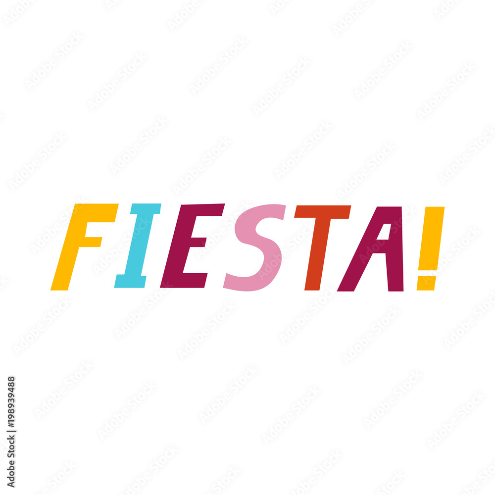 Fiesta colorful hand drawn lettering design Fiesta colorful hand drawn lettering design