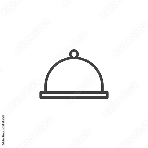 Dome food cover outline icon. linear style sign for mobile concept and web design. Hotel restaurant food tray simple line vector icon. Symbol, logo illustration. Pixel perfect vector graphics