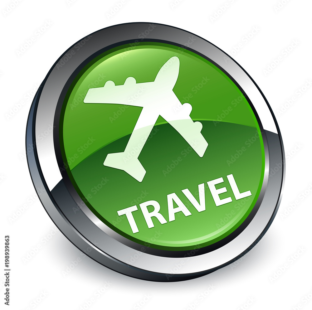Travel (plane icon) 3d soft green round button Travel (plane icon) 3d soft green round button