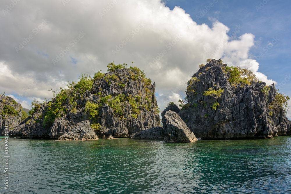 Rocks in the sea near Coron island, Palawan, the Philippines