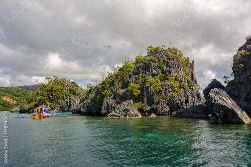Rocks in the sea near Coron island, Palawan, the Philippines