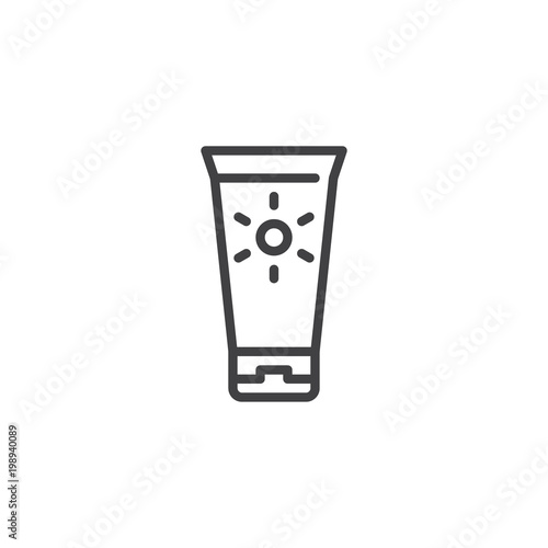 Sun cream outline icon. linear style sign for mobile concept and web design. Sun Protection cream simple line vector icon. Symbol, logo illustration. Pixel perfect vector graphics