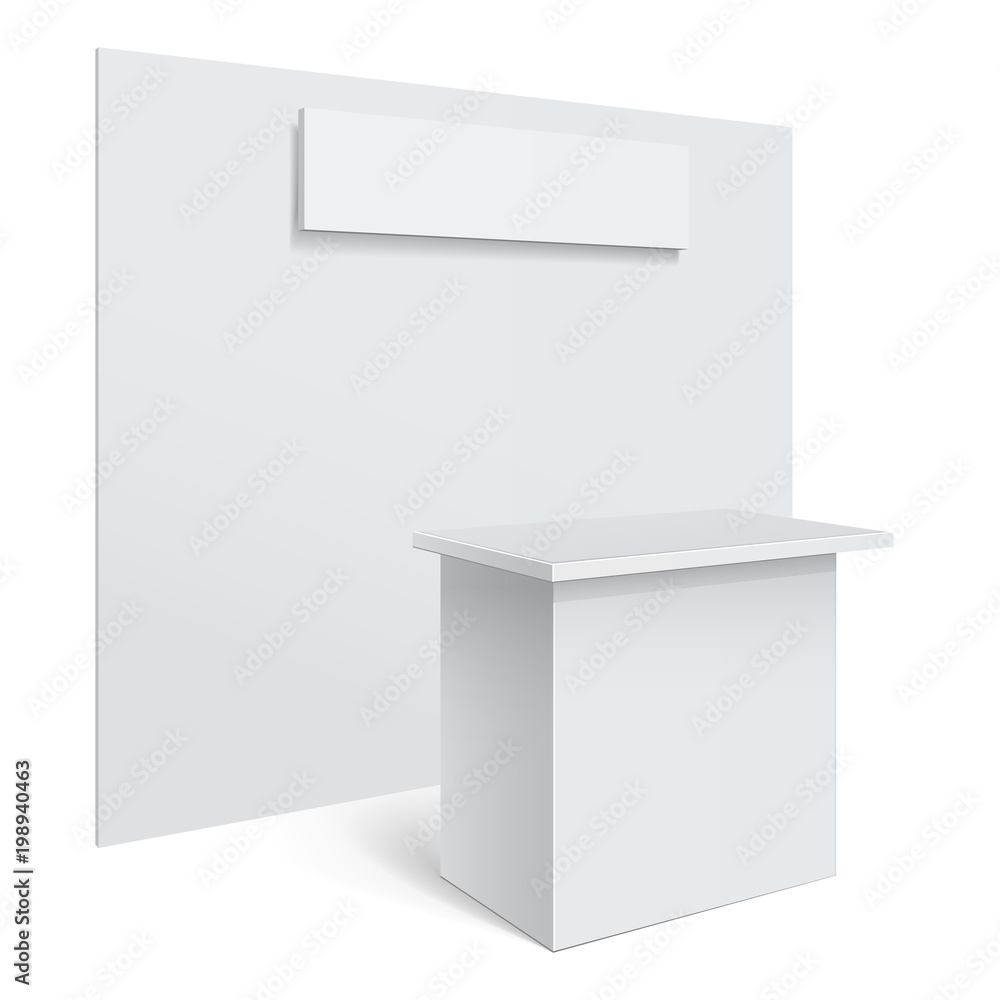 White reception or information desk.