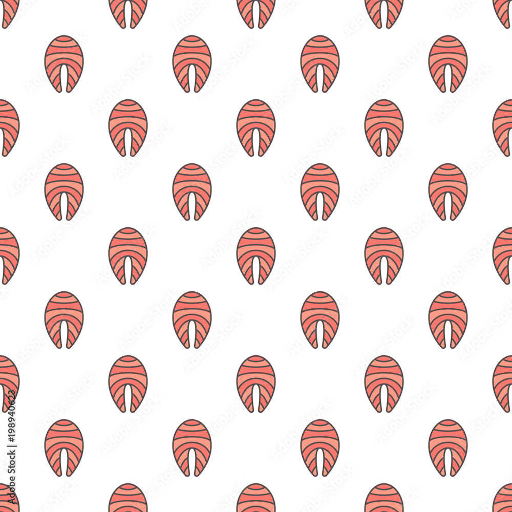 Red fish slices geometric vector seamless pattern