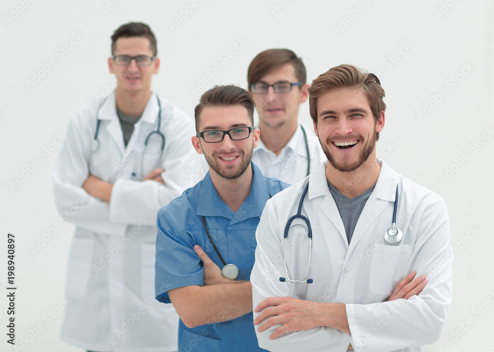 Fototapeta premium group of successful doctors .isolated on white