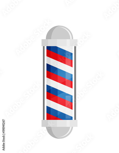 Barber shop poles with stripes isolated on white background.