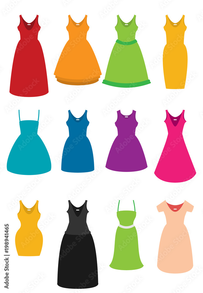 Flat vector set of dress Flat vector set of dress
