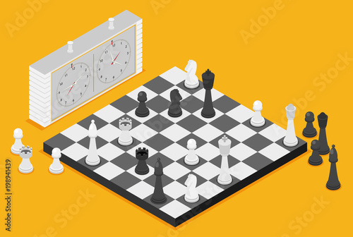 Flat chess isometric. game isometric series