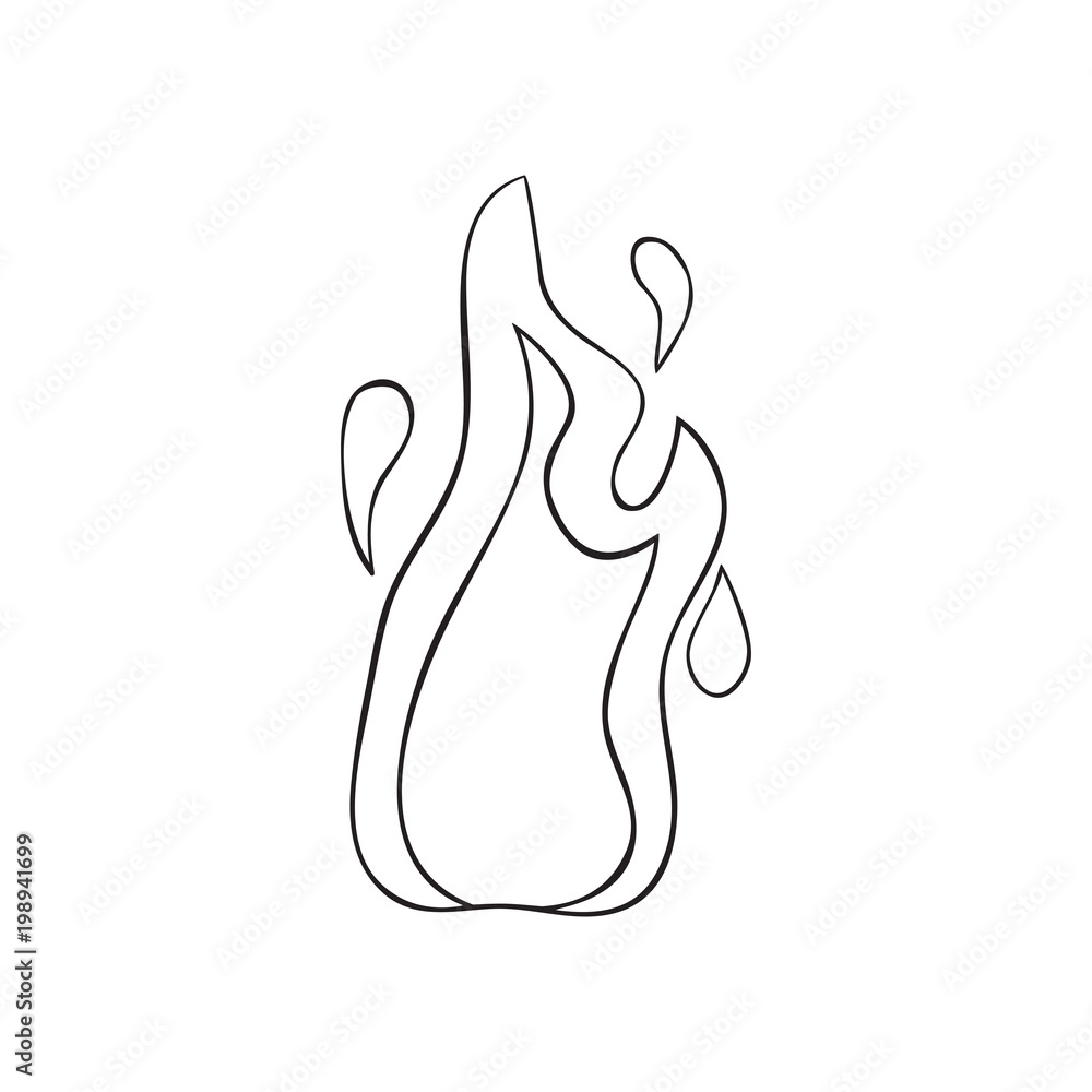 Vector sketch illustration of an object of nature. Outline hand drawing element of fire Vector sketch illustration of an object of nature. Outline hand drawing element of fire