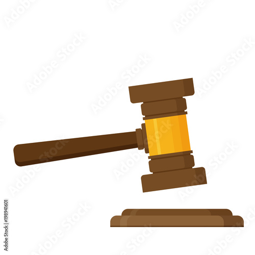 Judge Wood Hammer vector illustration, flat design