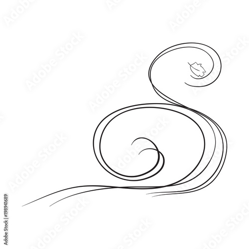 Vector sketch illustration of an object of nature. Outline hand drawing element of a gust of wind