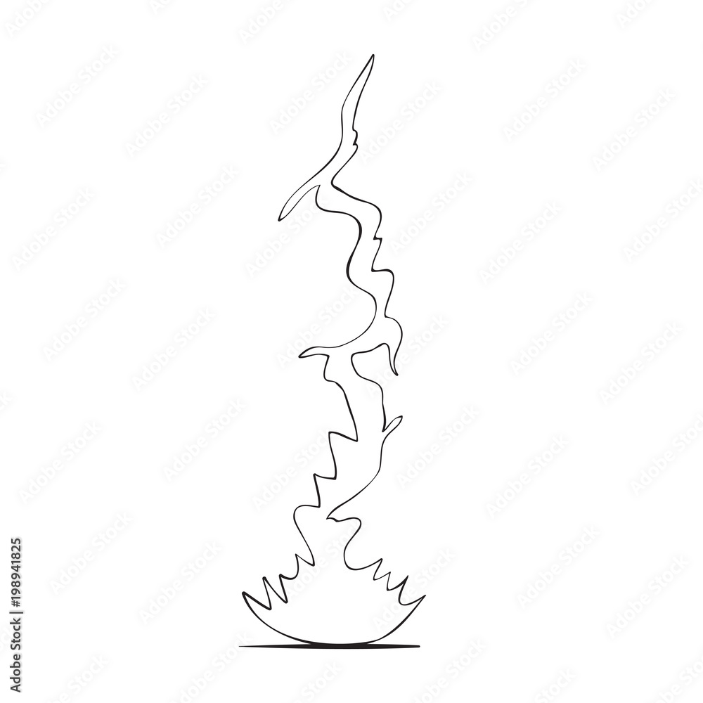 Vector sketch illustration of an object of nature. Outline hand drawing  element of lightning Stock Vector | Adobe Stock