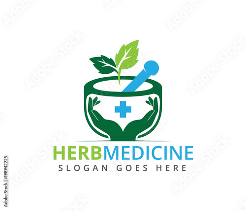 herbal pharmacy medical treatment medicine clinic vector logo design