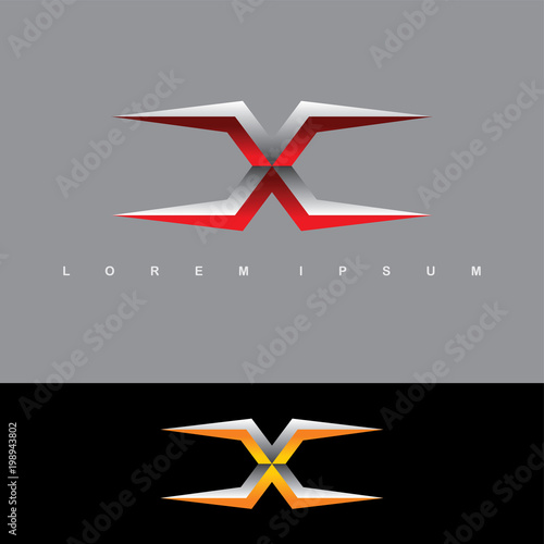 alphabet letter x logo logotype metal steel template
