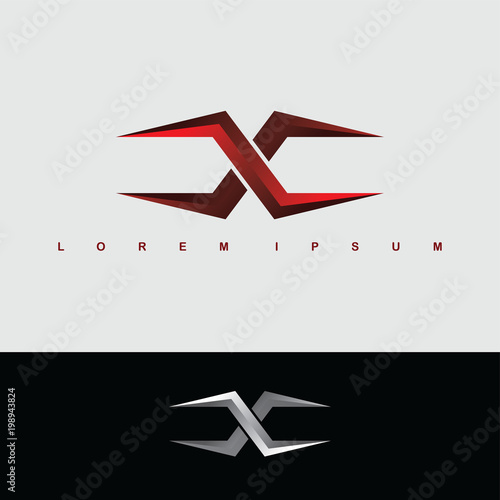 alphabet letter x logo logotype metal steel template