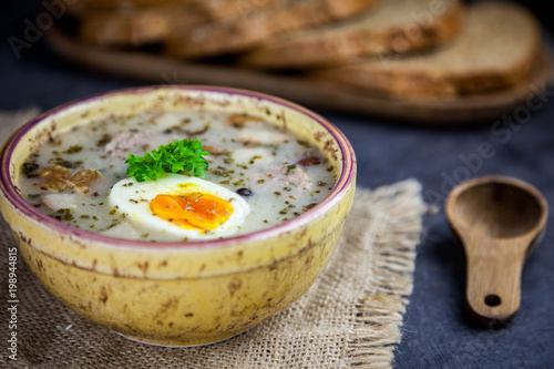 Żurek - polish easter soup with eggs and white sausage