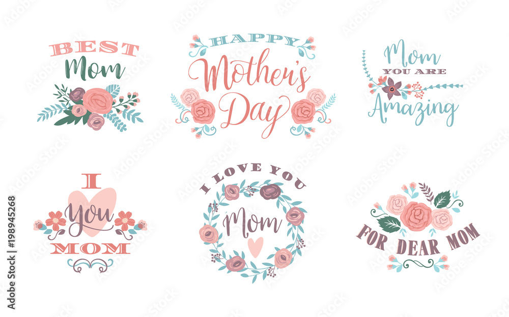 Happy Mothers Day. Vector emblems. Happy Mothers Day. Vector emblems.