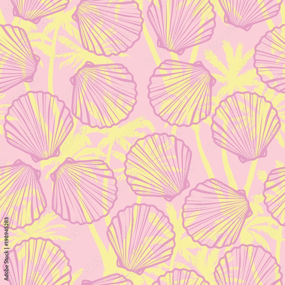 Hand drawn vector illustrations - seamless pattern of seashells. Marine background. Hand drawn vector illustrations - seamless pattern of seashells. Marine background.