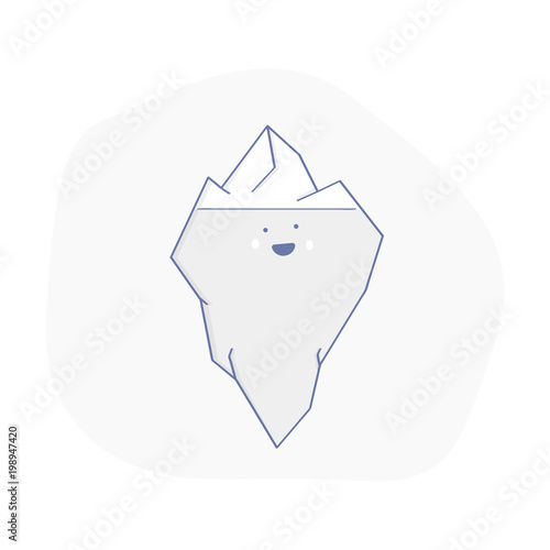 Iceberg under and above water. Vector icon, concept of hidden problems, challenge, invisible risk obstacles, climate changes. Iceberg in ocean water vector illustration, floating in sea