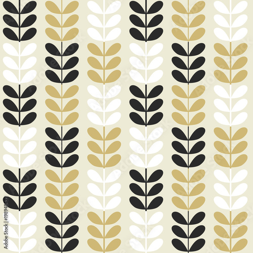 Scandinavian folk art seamless vector pattern with plants in minimalist style