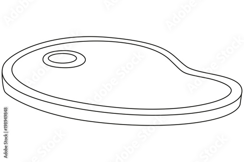 Line art black and white bbq steak