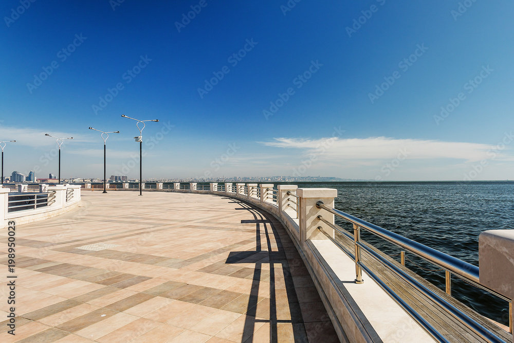 Beautiful promenade in Baku, Azerbaijan.