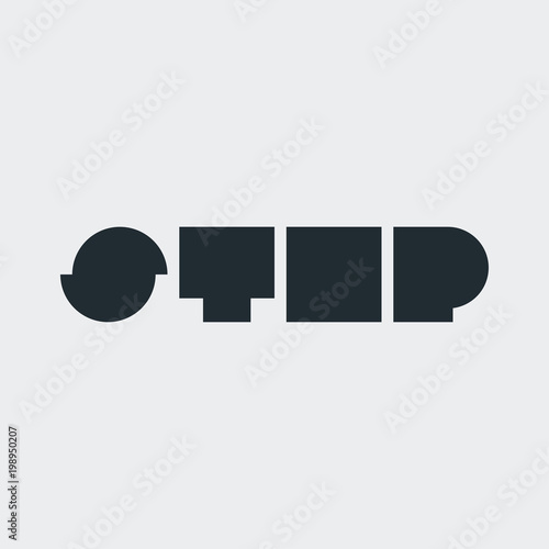 Logotipo STOP con letras anchas en fondo gris