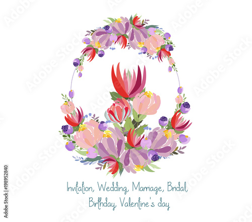 Floral background with blooming Peonies, inscription spring in a round frame. Template for cards, banners on 8 March, Mother's Day, Birthday, Spring Sale, Wedding invitation
