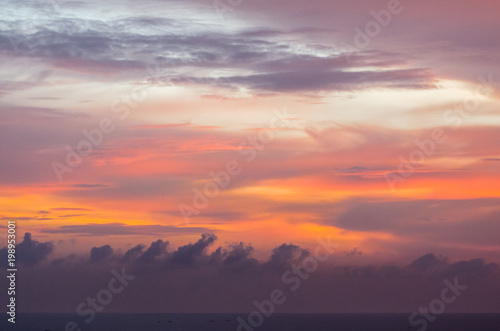 Colorful dramatic sky with cloud at sunset.Sky with  background