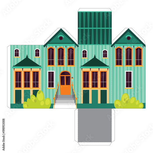 Make your own toy house paper craft vector assembly model