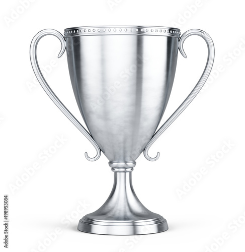 Silver trophy cup isolated on a white background. 3d rendering