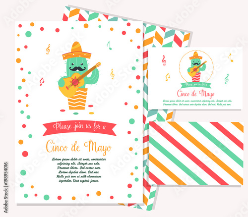 Cinco De Mayo poster template with bright cactus