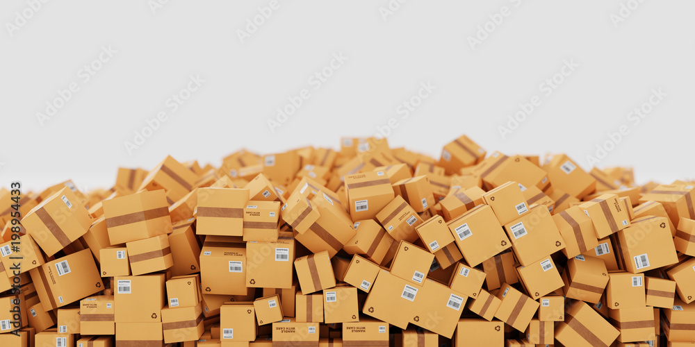Infinite shipping boxes, transportation and logistics concept, original 3d rendering illustration Infinite shipping boxes, transportation and logistics concept, original 3d rendering illustration