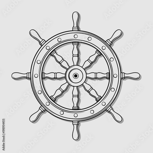 Ship steering wheel. Vector illustration
