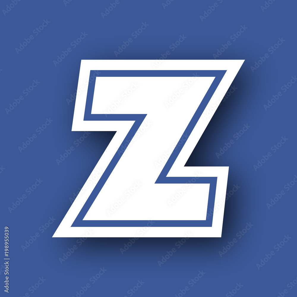 Abstract letter Z lowercase, Text minimal blue on white background Abstract letter Z lowercase, Text minimal blue on white background