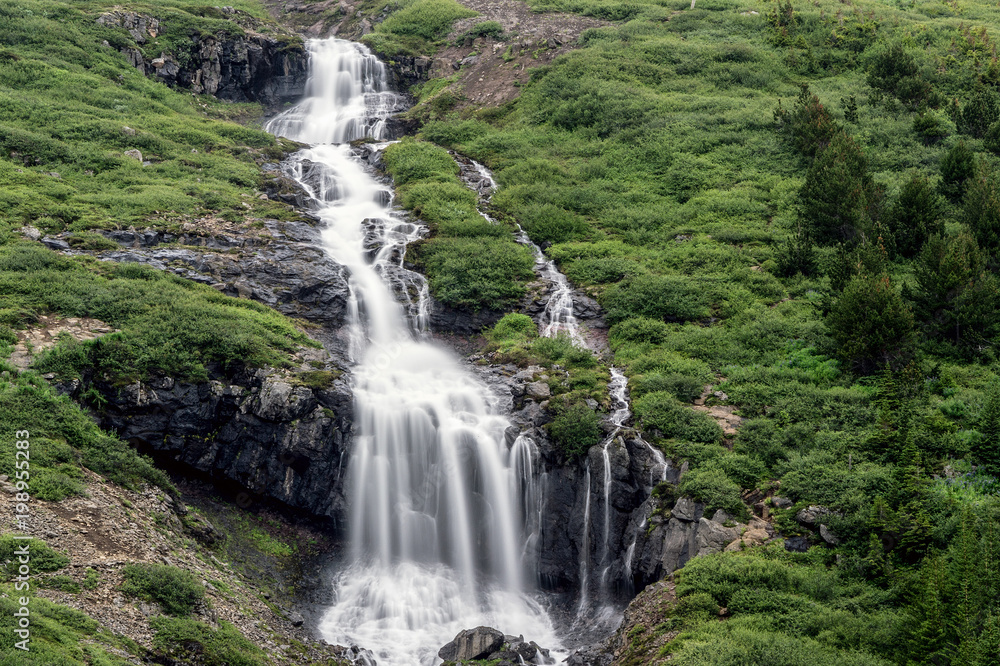 Obraz premium Small waterfall cascade in Iceland, Europe