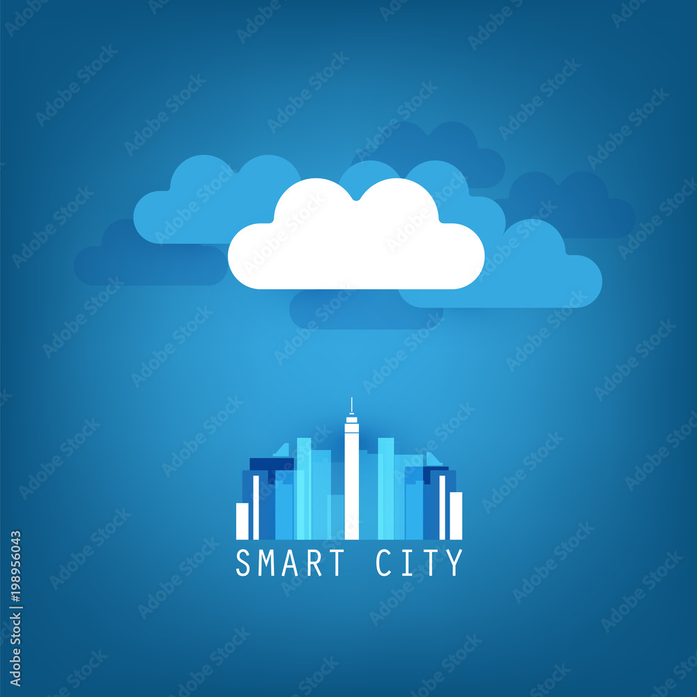 Cloud Computing and Smart City Design Concept - Digital Network Connections, Technology Background