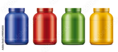 Blank bottles for protein. Colored version. 