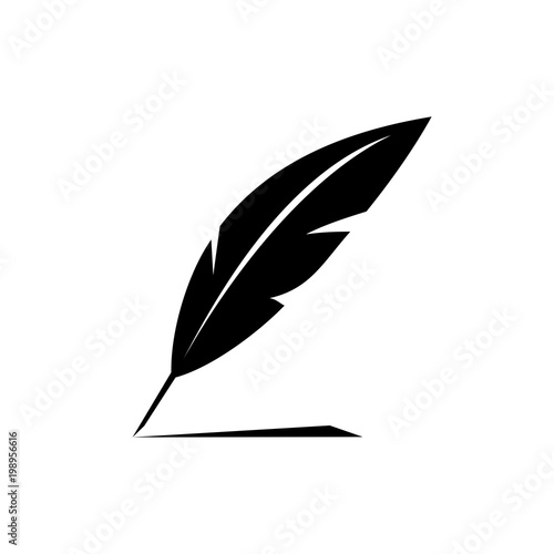 Simple and minimalist silhouette Vector of quill pen with black ink streak with black and white theme