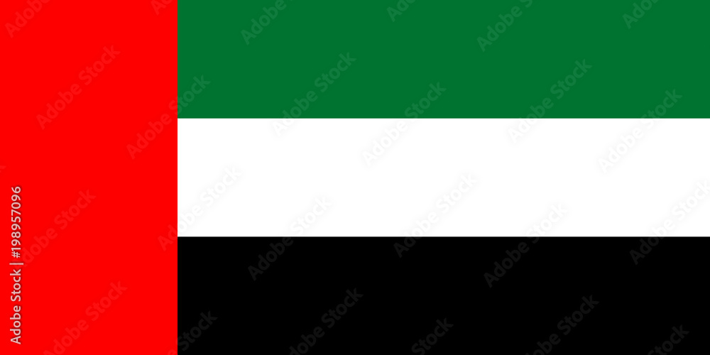 Naklejka premium The Flag of United Arab Emirates. National symbol of the state. Vector illustration.