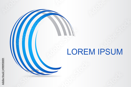  Abstract technology logo stylized spherical surface with abstract shapes.