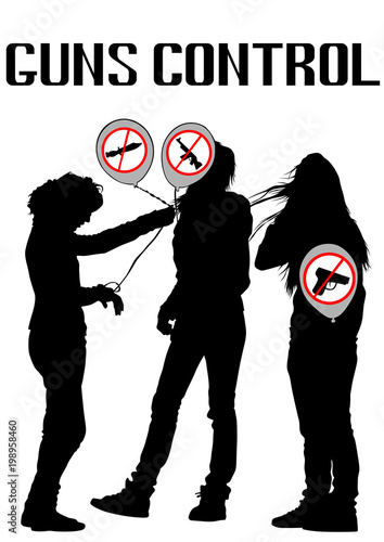 Young American schoolgirls with balloons against arms