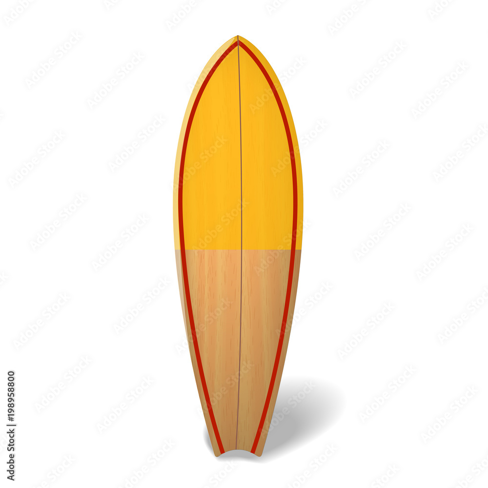 Vector wood surf board Summer Surfing Isolated realistic surfboard. Vector wood surf board Summer Surfing Isolated realistic surfboard.