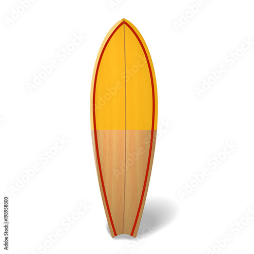 Vector wood surf board Summer Surfing Isolated realistic surfboard.