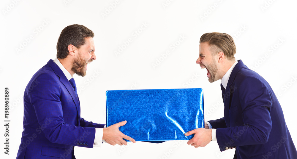 Business competition concept. Men or businessmen take away Business competition concept. Men or businessmen take away